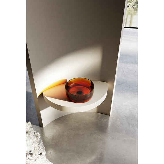 Раковина-чаша прозрачная Abber Kristall 40 см AT2804Opal, красный фото 2