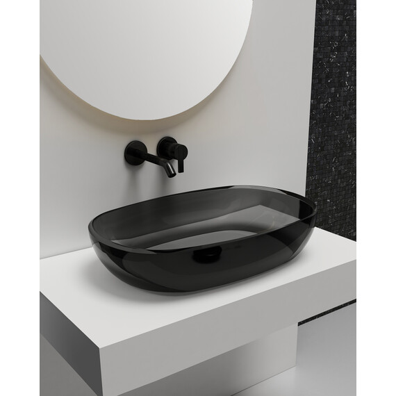 Раковина-чаша прозрачная Abber Kristall 60 см AT2805Onyx, черный фото 2