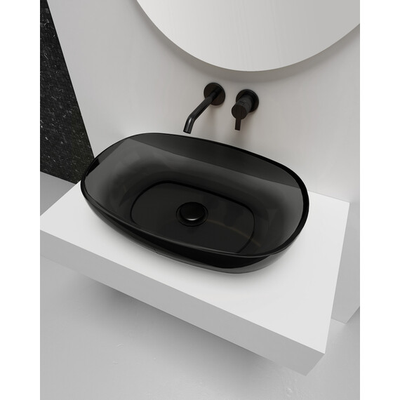 Раковина-чаша прозрачная Abber Kristall 60 см AT2805Onyx, черный фото 3