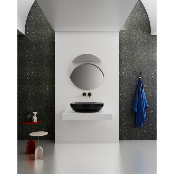 Раковина-чаша прозрачная Abber Kristall 60 см AT2805Onyx, черный фото 4