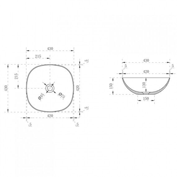 Раковина-чаша прозрачная Abber Kristall 43 см AT2806Opal, красный фото 4