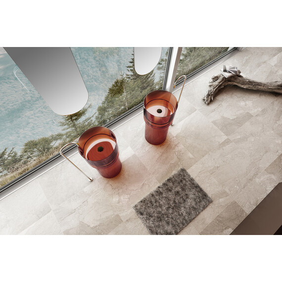 Раковина напольная прозрачная Abber Kristall 45 см AT2701Opal, красный фото 2