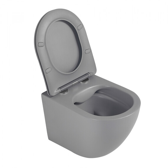 Унитаз подвесной безободковый Abber Bequem AC1101MG с крышкой микролифт, серый матовый, Цвет производителя: серый фото 11