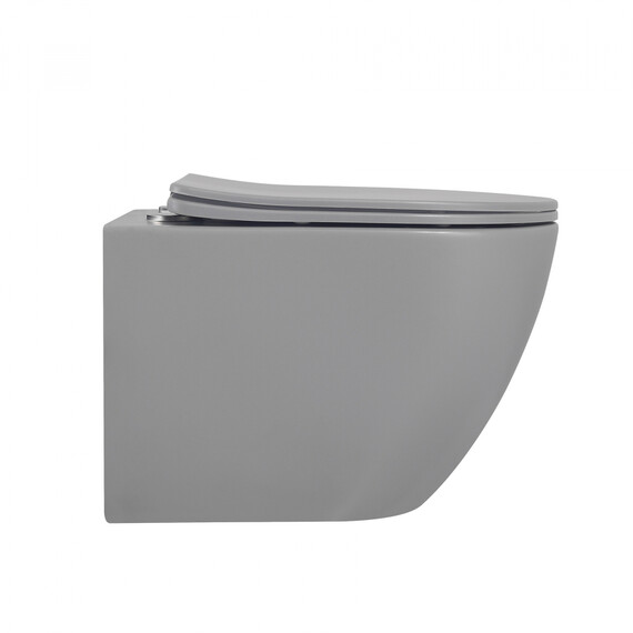 Унитаз подвесной безободковый Abber Bequem AC1101MG с крышкой микролифт, серый матовый, Цвет производителя: серый фото 12
