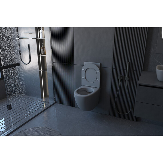 Унитаз подвесной безободковый Abber Bequem AC1101MG с крышкой микролифт, серый матовый, Цвет производителя: серый фото 18