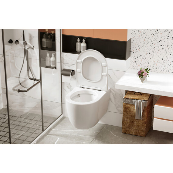 Унитаз подвесной безободковый импульсный Abber Bequem AC1105P с крышкой микролифт фото 13