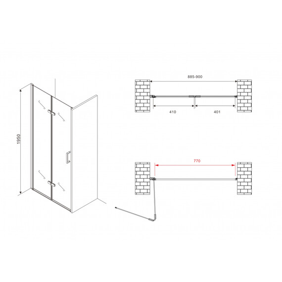 Душевая дверь Abber Zart 90 см AG08090P, хром/прозрачное фото 5