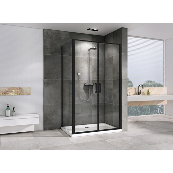 Душевое ограждение Abber Sonnenstrand 100x85 см AG04100BC-S85B, чёрный/прозрачное фото 2