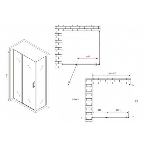 Душевое ограждение Abber Sonnenstrand 120x70 см AG04120MS-S70M, хром/матовое фото 4