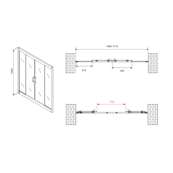 Шторка для ванны Abber Schwarzer Diamant 170 см AG57170, хром/прозрачное фото 4