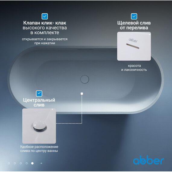 Ванна отдельностоящая Abber Frankfurt 170x75 см AM9941 фото 7