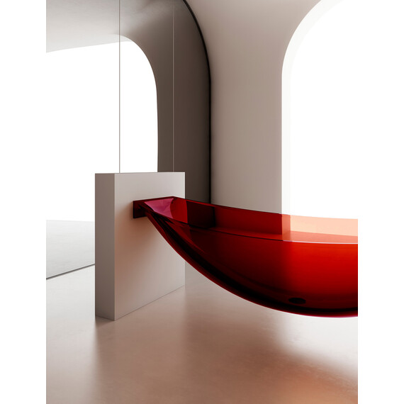 Ванна прозрачная подвесная Abber Kristall 180x80 см AT9704Rubin, красный фото 4