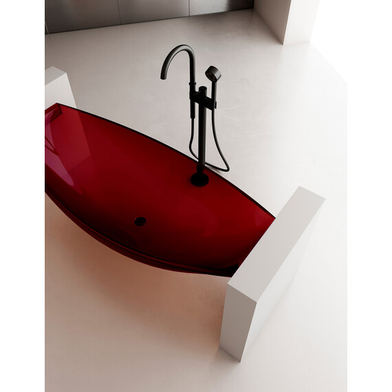 Ванна прозрачная подвесная Abber Kristall 180x80 см AT9704Rubin, красный фото 5