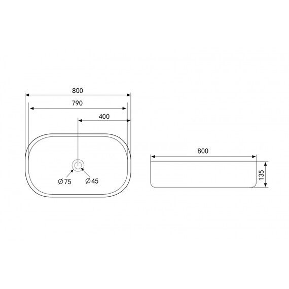 Раковина-чаша Abber Bequem 80 см AC2110 фото 5