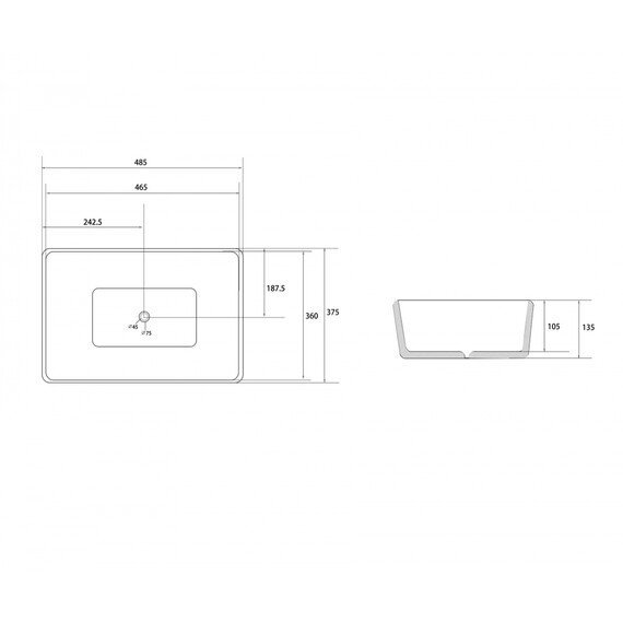 Раковина-чаша Abber Rechteck 48 см AC2212BG, золото матовое/черный фото 5