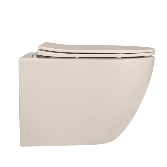 Унитаз подвесной безободковый Abber Bequem AC1101MBE с крышкой микролифт, бежевый матовый, Цвет производителя: бежевый фото 14