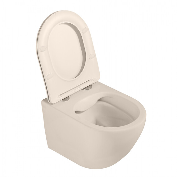 Унитаз подвесной безободковый Abber Bequem AC1101MBE с крышкой микролифт, бежевый матовый, Цвет производителя: бежевый фото 16