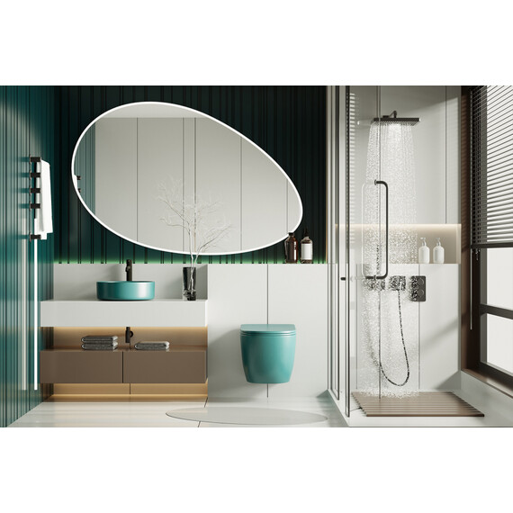 Унитаз подвесной безободковый Abber Bequem AC1101MBG с крышкой микролифт, зеленый матовый, Цвет производителя: зелёный фото 11