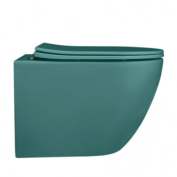 Унитаз подвесной безободковый Abber Bequem AC1101MBG с крышкой микролифт, зеленый матовый, Цвет производителя: зелёный фото 14