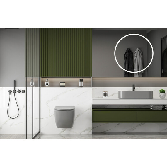 Унитаз подвесной безободковый Abber Bequem AC1103MG с крышкой микролифт, серый матовый, Цвет производителя: серый фото 12