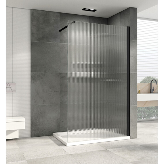 Душевая перегородка Abber Immer Offen 90 см AG61091R8 (стекло 8 мм), черный/рифленое фото 2