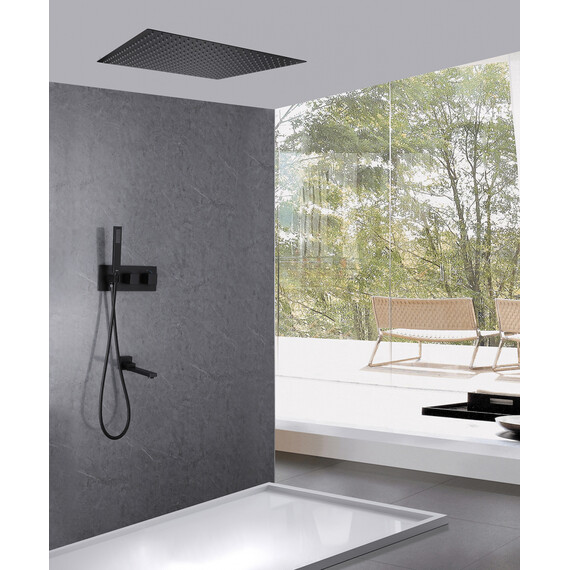 Душевая система для ванны с термостатом Abber Daheim AF8254B, черный матовый фото 2