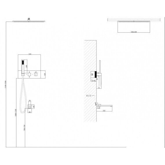 Душевая система для ванны с термостатом Abber Daheim AF8254B, черный матовый фото 3
