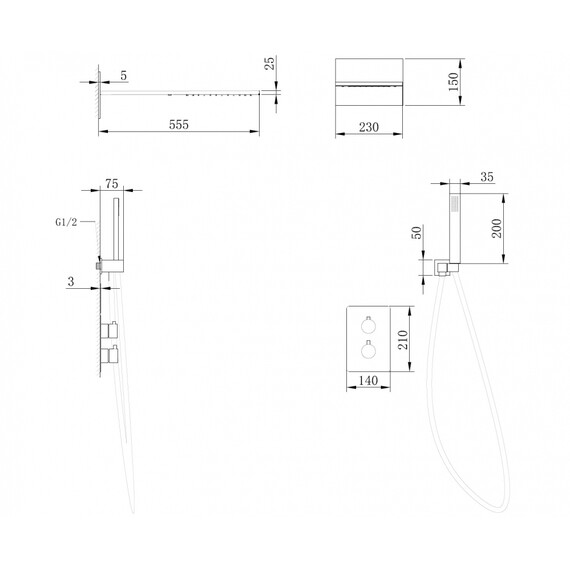 Душевая система для душа с термостатом Abber Weiss Insel AF8052 фото 3