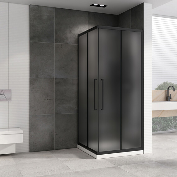 Душевое ограждение Abber Schwarzer Diamant 90x90 см AG02090BMH, чёрный/матовый фото 2