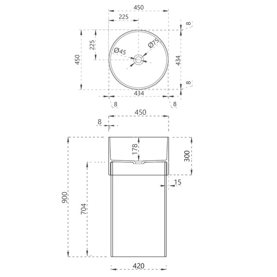 Раковина напольная прозрачная Abber Kristall 45 см AT2701Aquamarin, бирюзовый фото 4