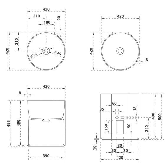 Раковина подвесная прозрачная Abber Kristall 42 см AT2704Emerald, зеленый фото 5
