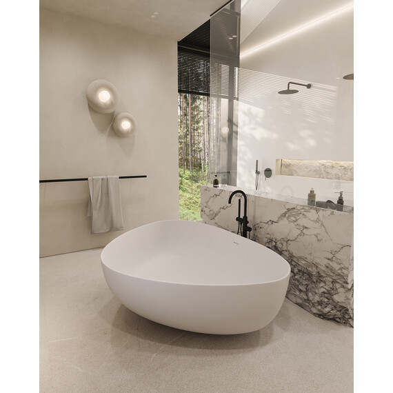 Ванна отдельностоящая Abber Stein 180x130 см AS9608, белый матовый фото 9