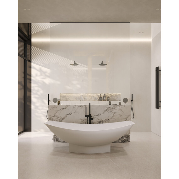 Ванна отдельностоящая Abber Stein 180x80 см AS9610, белый матовый фото 9