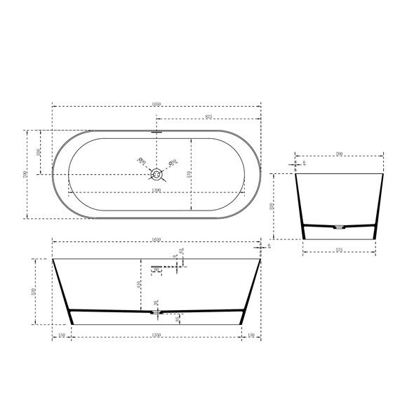 Ванна отдельностоящая Abber Stein 165x70 см AS9622, белый матовый фото 13