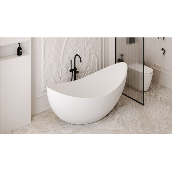 Ванна отдельностоящая Abber Stein 180x80 см AS9633, белый матовый фото 9