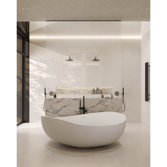 Ванна отдельностоящая Abber Stein 180x110 см AS9639, белый матовый фото 8