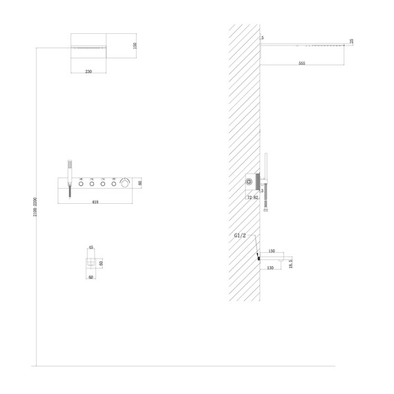 Душевая система для ванны с термостатом Abber Rund AF8753 фото 3
