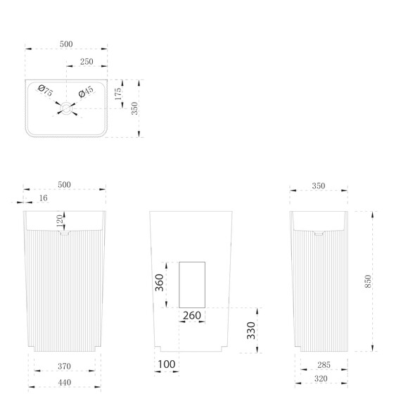 Раковина напольная Abber Stein 50 см AS2505-H, белый матовый фото 4