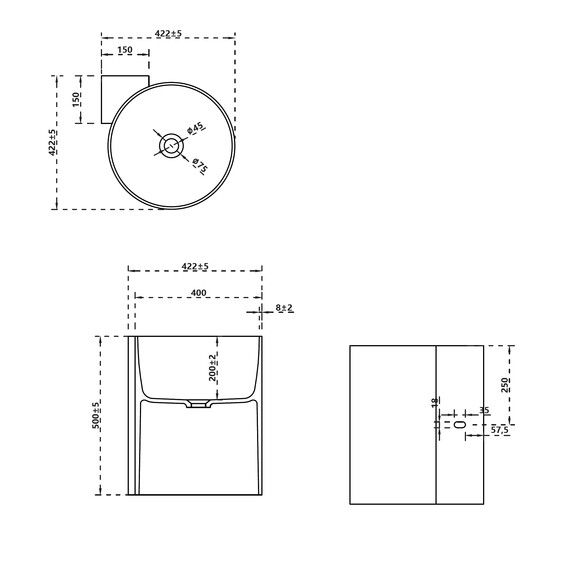 Раковина подвесная Abber Stein 42 см AS2625, белый матовый фото 5
