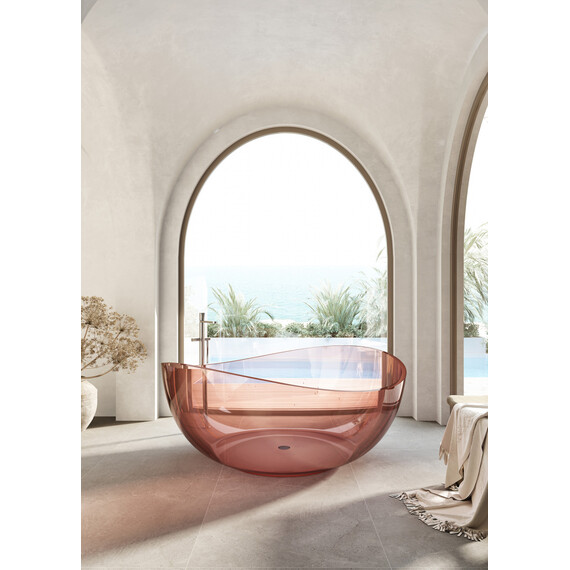 Ванна прозрачная Abber Kristall 150x150 см AT9705Koralle, розовый фото 2