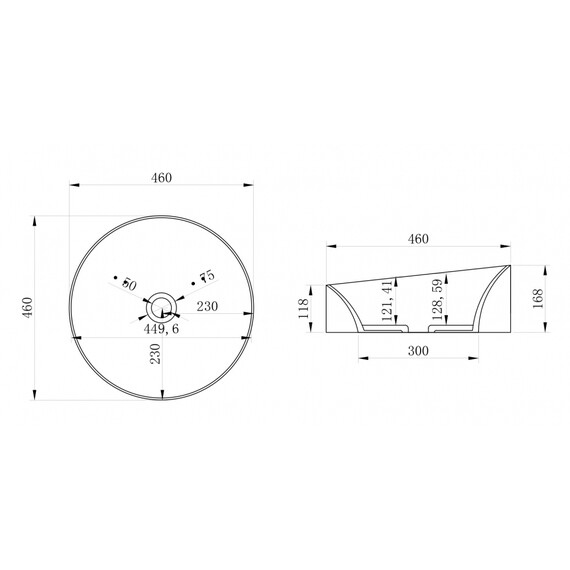 Раковина-чаша Abber Stein 46 см AS2607, белый матовый фото 3