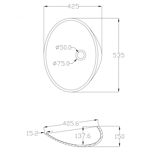 Раковина-чаша Abber Stein 53 см AS2616, белый матовый фото 2