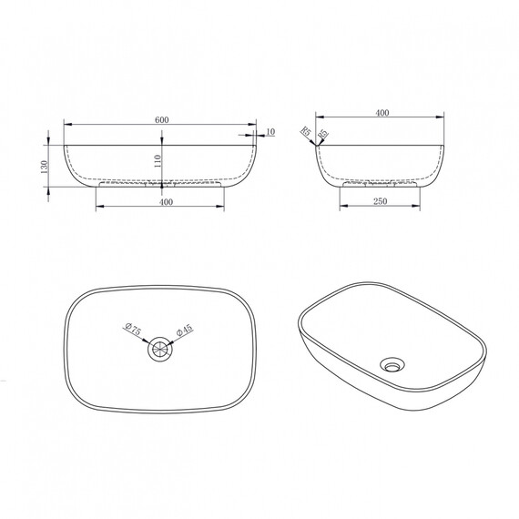 Раковина-чаша Abber Stein 60 см AS2620, белый матовый фото 4
