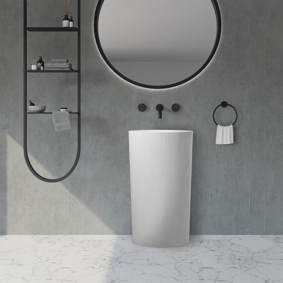 Раковина напольная Abber Stein 50 см AS2501-H, белый матовый фото 2