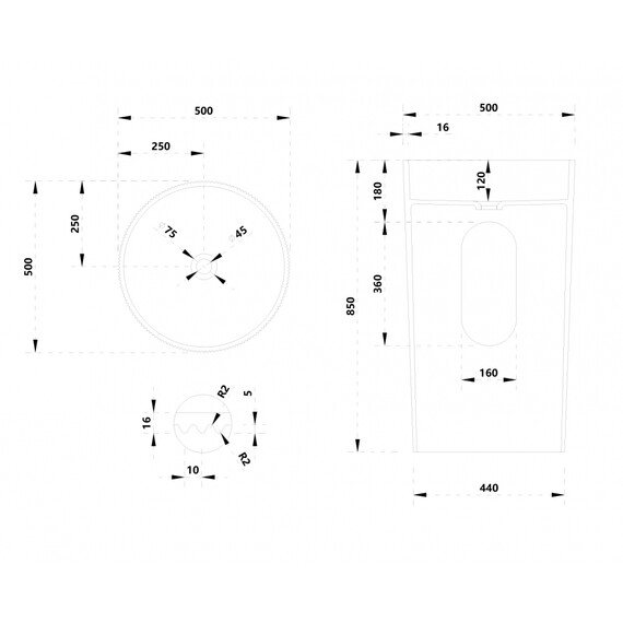 Раковина напольная Abber Stein 50 см AS2501-H, белый матовый фото 4