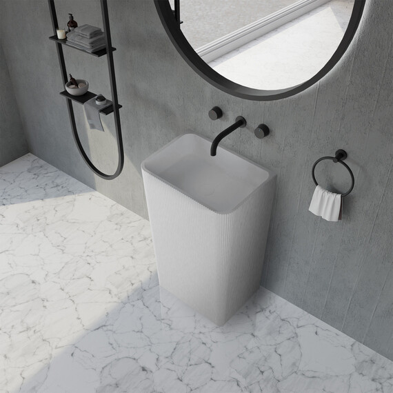 Раковина напольная Abber Stein 50 см AS2505-H, белый матовый фото 2