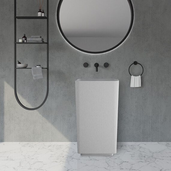 Раковина напольная Abber Stein 50 см AS2505-H, белый матовый фото 3