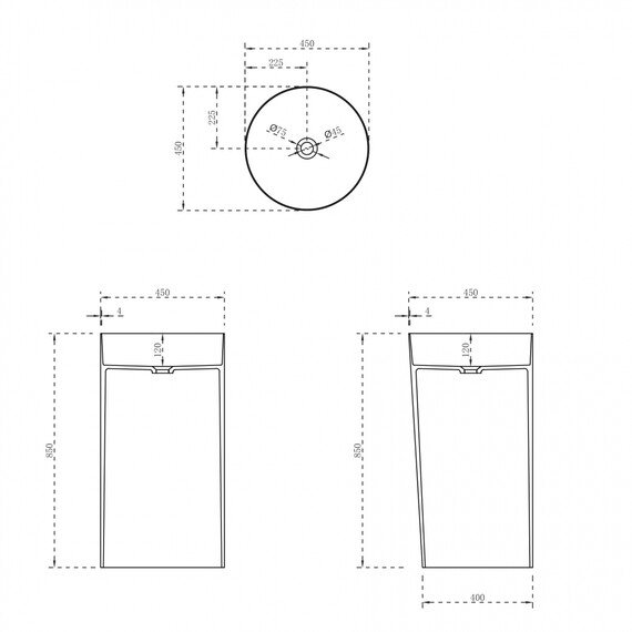 Раковина напольная Abber Stein 45 см AS2506, белый матовый фото 5
