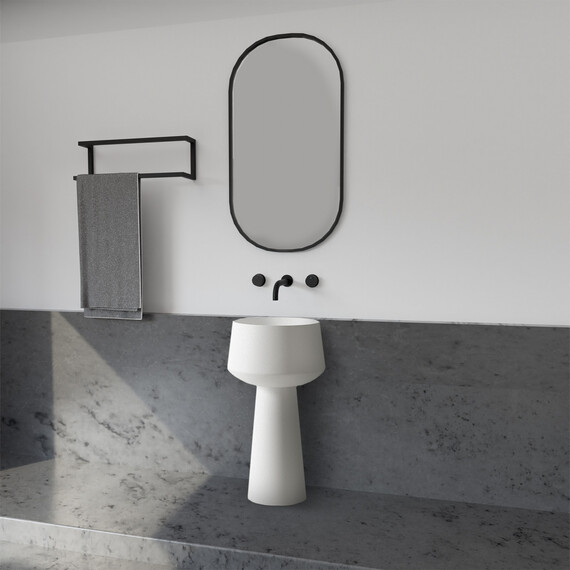 Раковина напольная Abber Stein 50 см AS2508, белый матовый фото 2