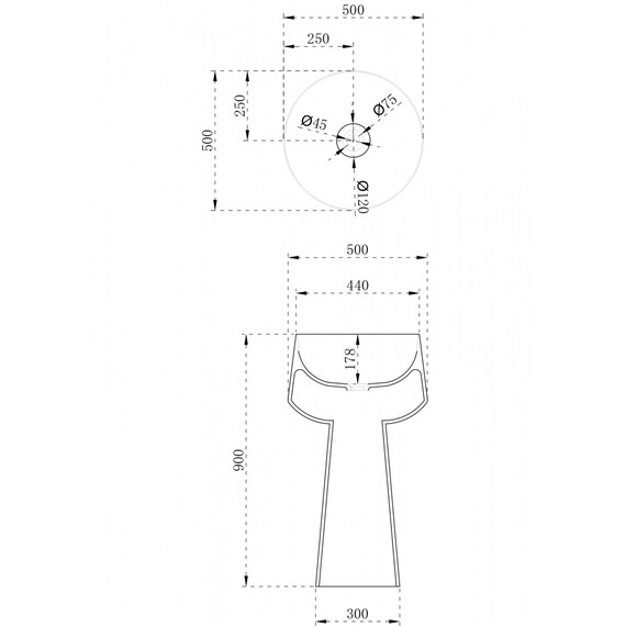 Раковина напольная Abber Stein 50 см AS2508, белый матовый фото 4